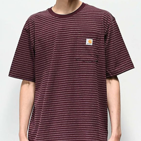 Carhartt Tops - Carhartt Plum Striped Asos Workwear Pocket T